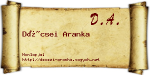 Décsei Aranka névjegykártya