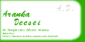 aranka decsei business card