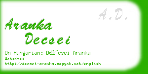 aranka decsei business card